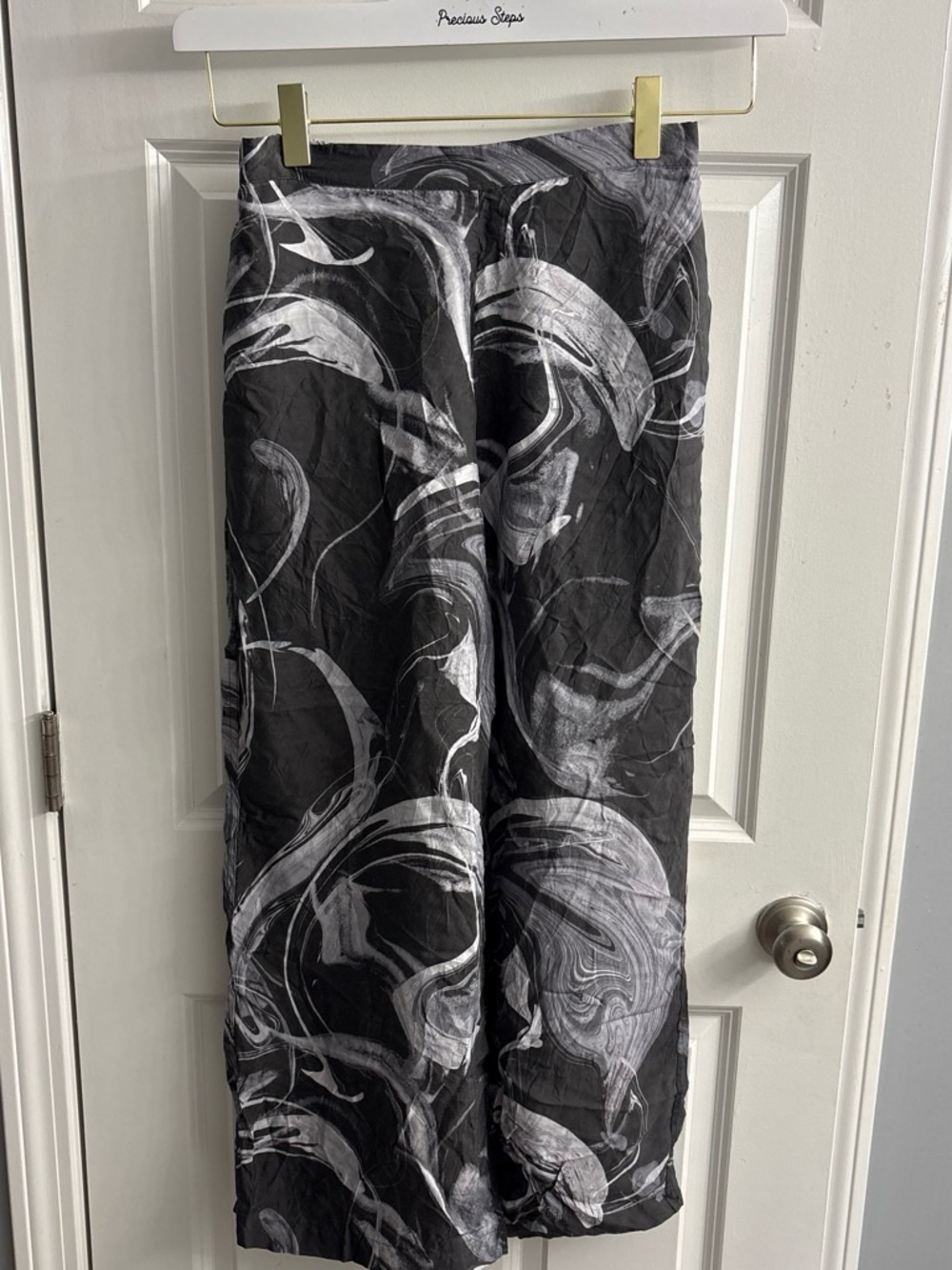 Athleta Black and White Marble-Print Pants Calm Cool Pant